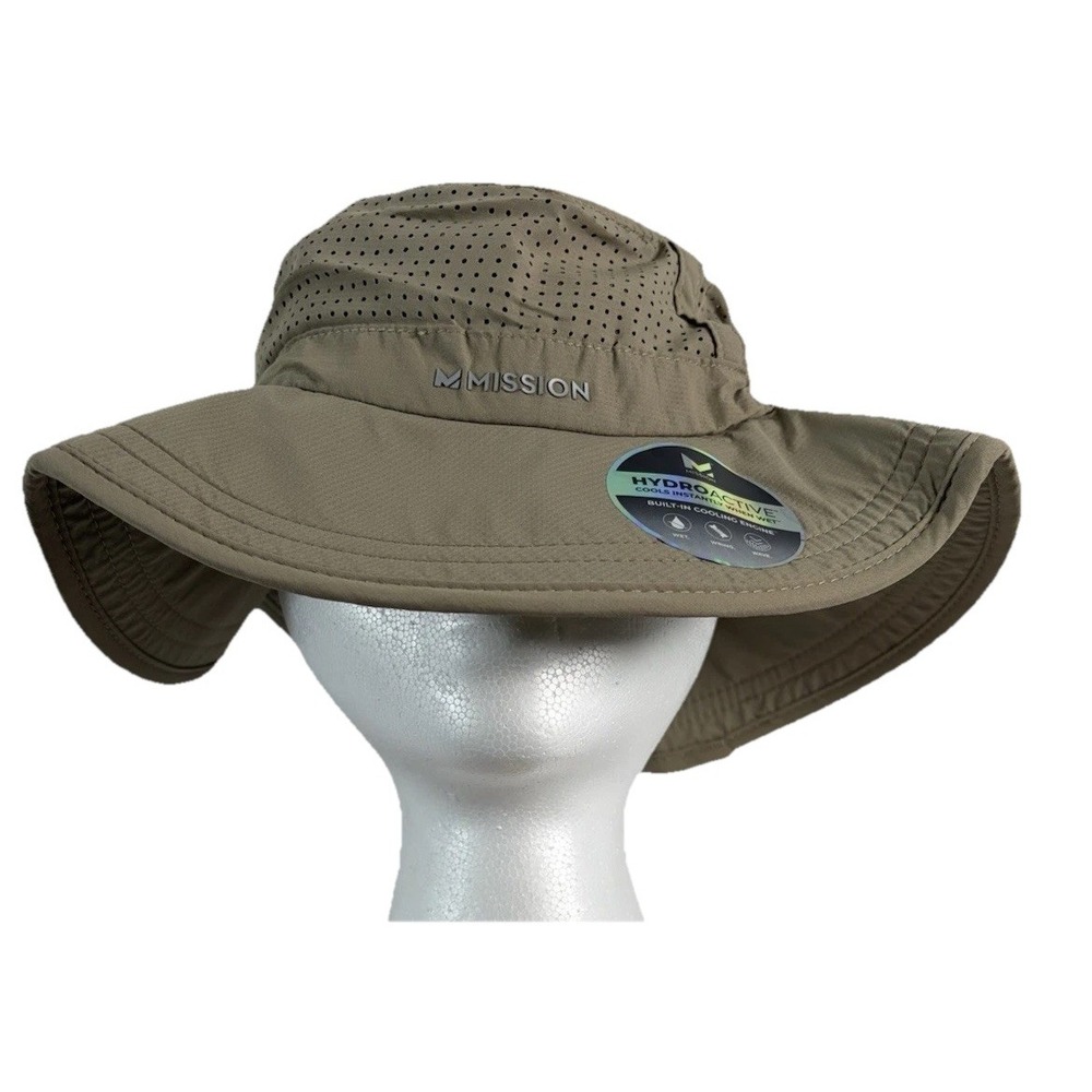 MISSION Cooling Booney Unisex Hat w/ UPF 50 & MAX Cooling Towel‎ Brown